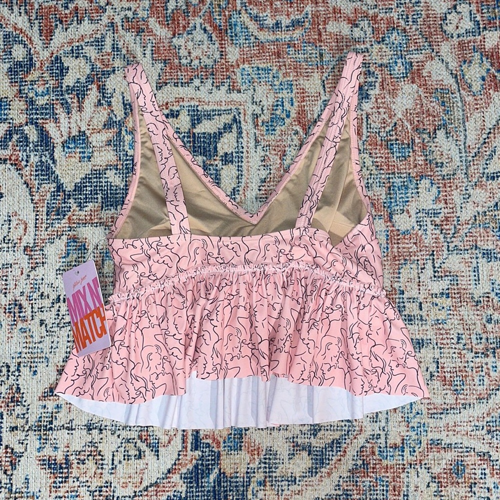 Kortni Jeane V Neck Peplum Printed Bikini Top SZ M NWT - Picture 2 of 3